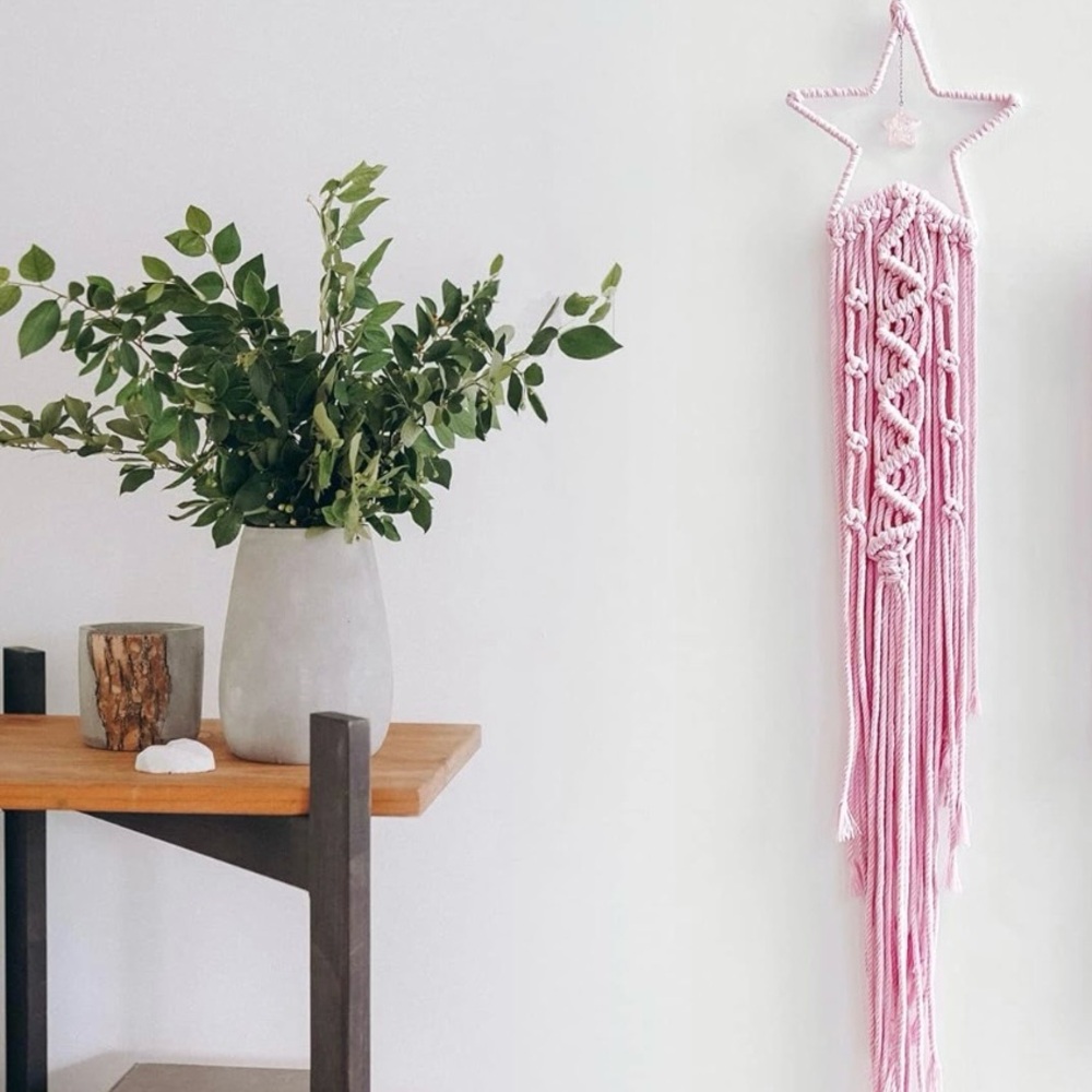 Pink Star Dream Catcher Macrame Wall Hanging Decor